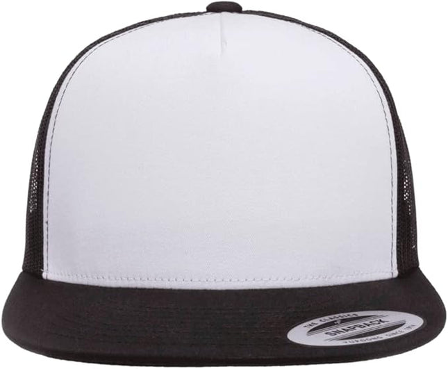 Yupoong 5-Panel YP Classic Trucker Cap | High Profile Flat Visor Snapback | OSFM | Bulk Packs Available