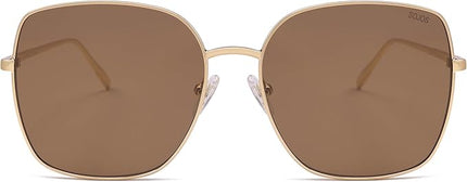 SOJOS Trendy Oversized Square Metal Frame Sunglasses for Women Men Retro Big Flat Lens UV Protection Sunglasses SJ1146