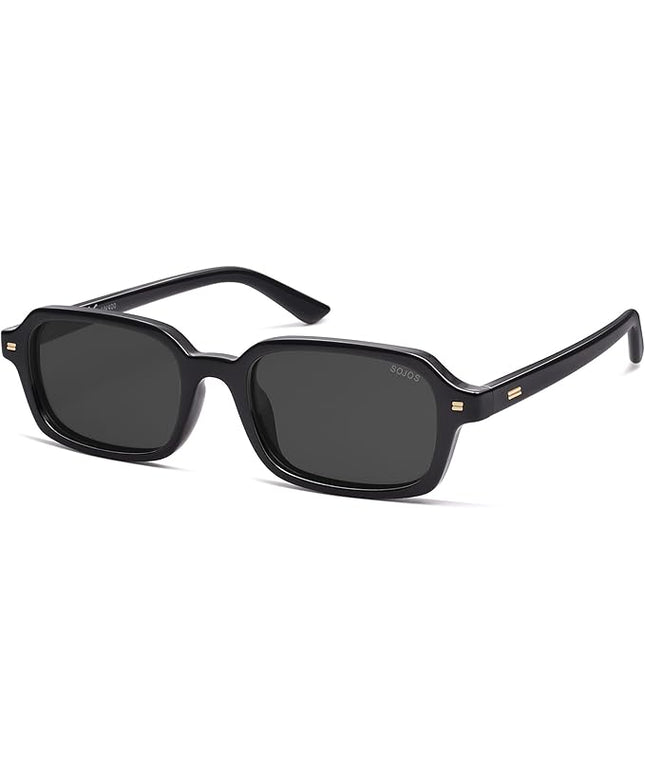 SOJOS Trendy Rectangle Polarized Sunglasses Womens Mens, Small Retro Fashion Thin Slim Square Sunnies SJ2610
