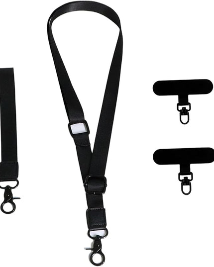 Adjustable Lanyard for Phone, Camera, Name Tags, ID card, Keychain and Wristlet Straps with 2 phone pads(Black)