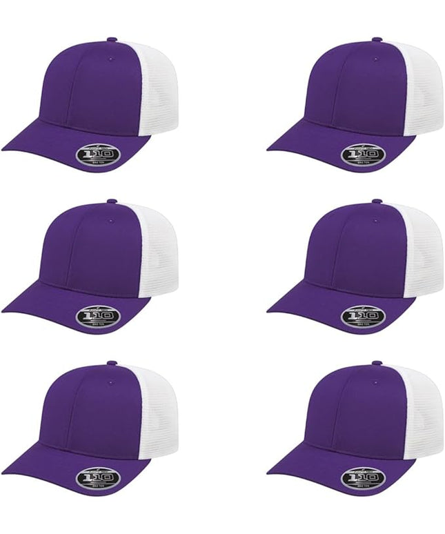 Cap America i8502 Flexfit 110 Premium Mid Profile 6-Panel Mesh Back Trucker Cap Hat w/UV Guard & Adjustable Snapback