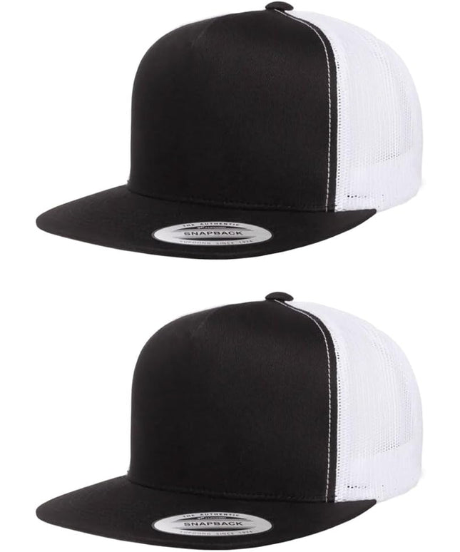 Yupoong 5-Panel YP Classic Trucker Cap | High Profile Flat Visor Snapback | OSFM | Bulk Packs Available