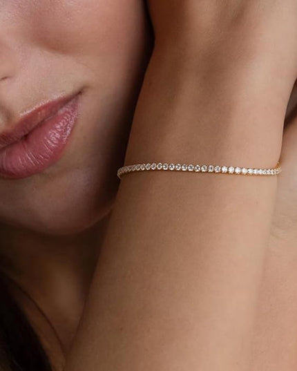 DASIQI Zirconia Tennis Bracelet for Women Hypoallergenic Gold Silver Titanium Steel Chains with Rainbow Stones, Pavé Sparkle | Everyday Luxury