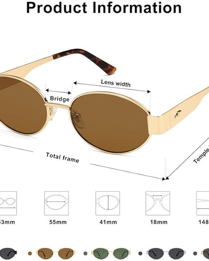 SOJOS Retro Oval Sunglasses for Women Trendy Classic Shades UV400 Protection SJ1256