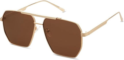 SOJOS Retro Oversized Square Polarized Sunglasses for Women Men Vintage Shades Classic Large Metal Sun Glasses