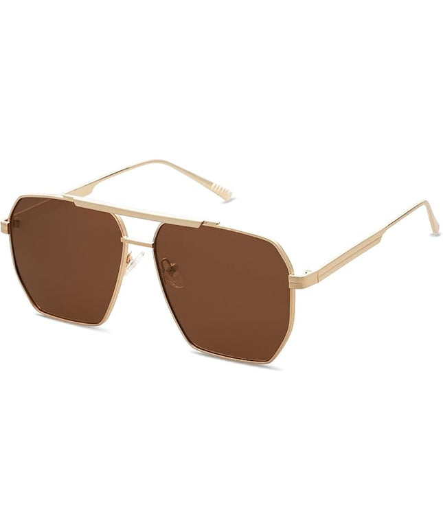 SOJOS Retro Oversized Square Polarized Sunglasses for Women Men Vintage Shades Classic Large Metal Sun Glasses