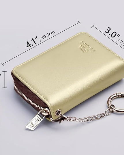 FurArt Zipper Wallet Women, RFID Blocking Credit Card Wallet, Business Card Holder, Compact Size KeyChain Wallet