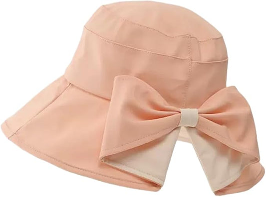 Womens Wide Brim Sun Hats UPF50+ UV Packable Beach Hat Summer Bow Decoration Bucket Cap for Travel