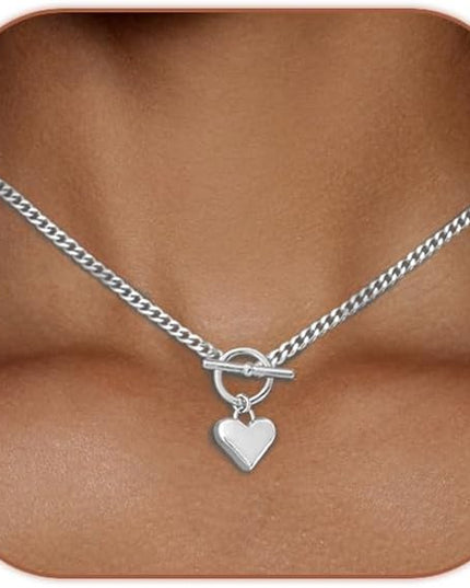 Cute Heart Necklace Dainty 18k Gold Plated Tiny Heart Pendant Choker Necklaces Small Gold Love Open Heart Chain Necklace for Women Simple Gold Necklace for Women Trendy Jewelry