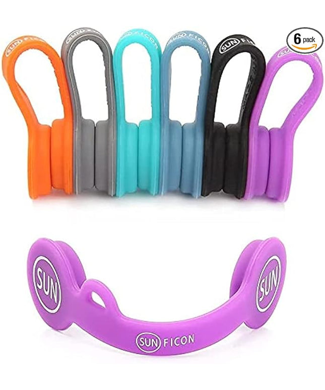 SUNFICON 6 Pack Magnetic Cord Organizers Cable Clips Cable Straps Silicone Twist Ties Colorful Headphone Cord Keeper Holder Manager Bookmark Whiteboard Fridge Magnet Keychain Gift Home,Office,School