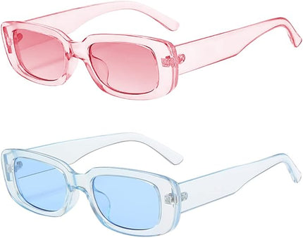 Dollger Rectangle Sunglasses for Women Men Trendy Retro Fashion Sunglasses UV 400 Protection Square Fram