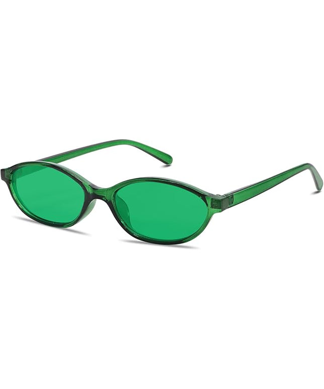 Retro Oval Sunglasses for Women Chic Cat Eye 90s Sunnies Lightweight Narrow Shades Trendy UV protection Sun Glasses