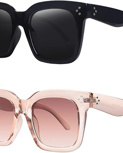 Vintage Women Oversized Sunglasses Designer Luxury Square Sun Glasses UV400 Protection Flat Lens