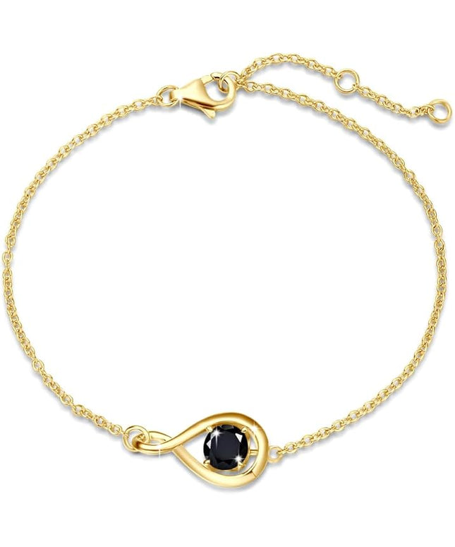 FANCIME Love Bracelet 925 Sterling Silver Infinity Birthstone Bracelets for Women Fine Jewelry Birthday Christmas Gifts for Her Mom Wife, Chain Length 6.7"+1.2" Extend