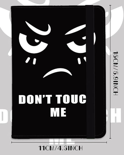 Don't Touch Me Leather Passport Holder Cover Fun Black Travel Wallet Passport Case with Credit Card Slots for Women Men Travelling Essentials for Flying