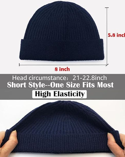 Fisherman Beanie Hats for Men Women,Wool Knit Trawler Skull Cap,Watch Cap,Spring Fall Winter Warm Short Hats