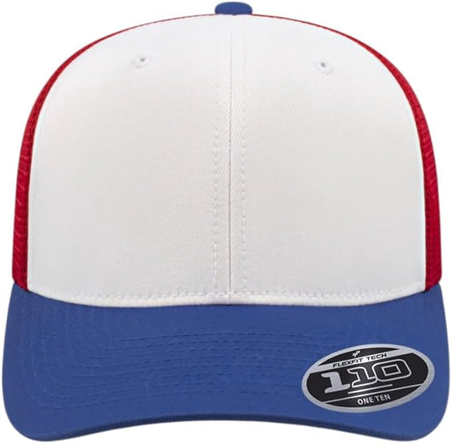 Cap America i8502 Flexfit 110 Premium Mid Profile 6-Panel Mesh Back Trucker Cap Hat w/UV Guard & Adjustable Snapback