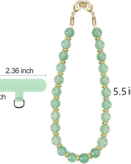 Marble Beaded Phone Wrist Strap, Cellphone Lanyard with Tether Tab, Hands-Free Wristlet Bracelet