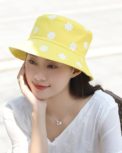 XYIYI Cute Bucket Hat Beach Fisherman Hats for Women, Reversible Double-Side-Wear