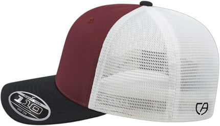 Cap America i8502 Flexfit 110 Premium Mid Profile 6-Panel Mesh Back Trucker Cap Hat w/UV Guard & Adjustable Snapback