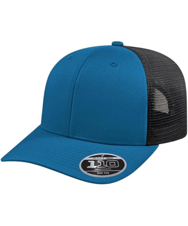 Cap America i8502 Flexfit 110 Premium Mid Profile 6-Panel Mesh Back Trucker Cap Hat w/UV Guard & Adjustable Snapback