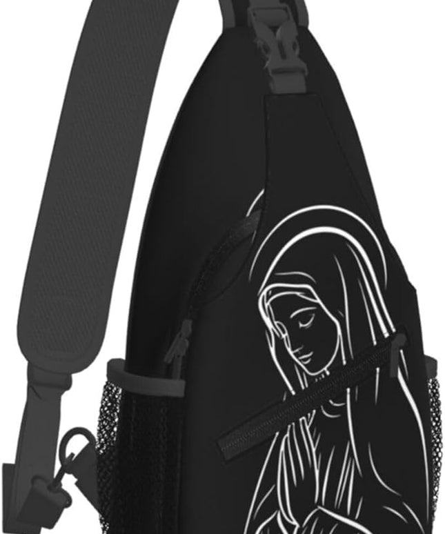 Our Lady of Guadalupe Sling Bag Crossbody Bags Clovers Chest Bag for Travel Hiking for Men Women Line Mary 1