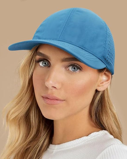Xinveen Quick Dry Baseball Cap Curved Brim Snapback Hat Laser Cut Mesh Ball Cap Golf Ball Cap for Men Women