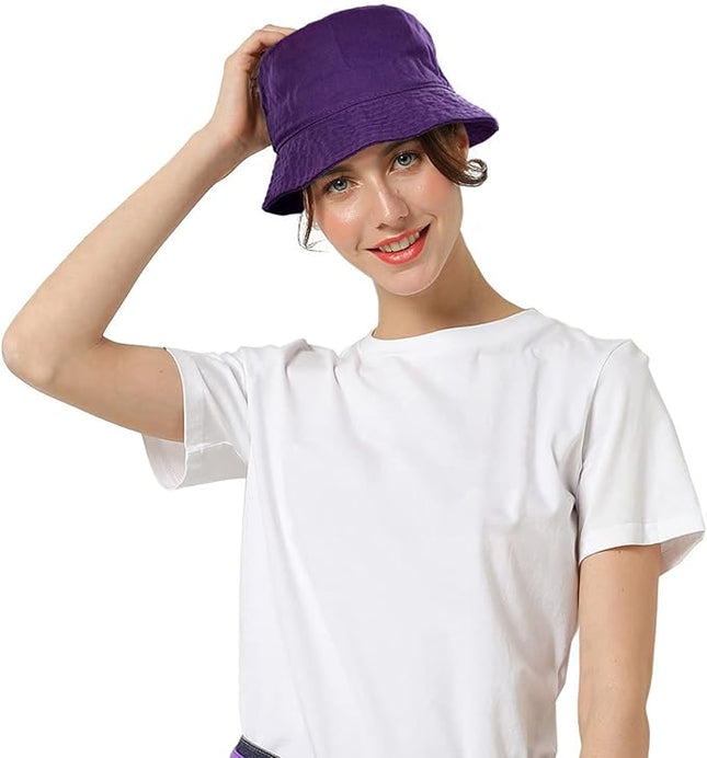 Falari Men Women Unisex Cotton Bucket Hat 100% Cotton Packable for Travel Fishing Hunting Summer Camp