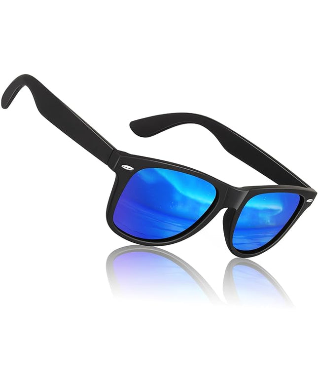 Sunier Polarized Sunglasses for Men and Women, Retro Square Matte Finish UV400 Protection Shades for Driving, Fishing