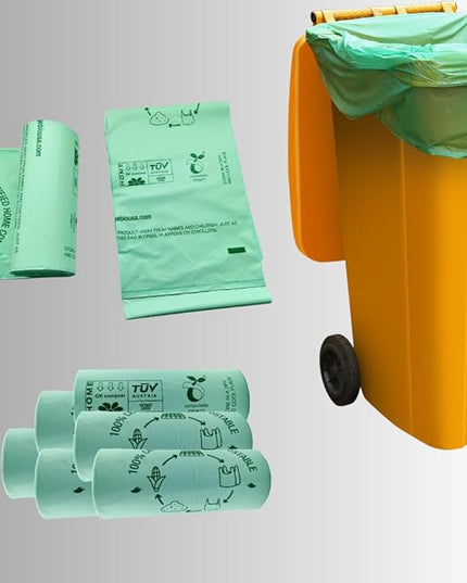 100% Certified Home Compostable Trash Bags, 55 Gallon, 60 Count, 1.5 Mils Extra Thick 38 x 56 Inches, 208 Liter, Compostable Liners, ASTM D6400 EN 13432 US BPI & OK Compost Home Certified