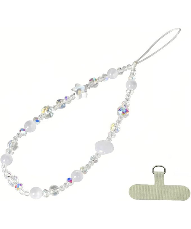 Cute Sparkling Star & Cat's Eye Phone Lanyard, Beaded Crystal Charm Strap for Phone Keys Purse - Gift for Women