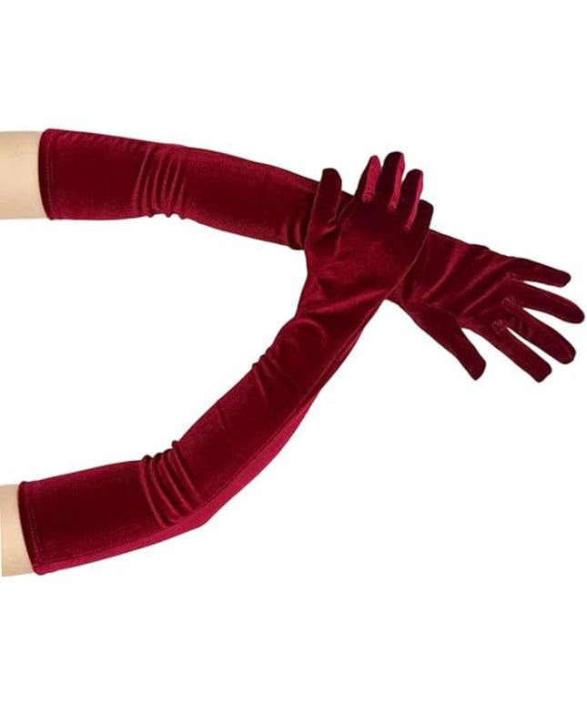 Vintage Extra Long Gloves Ladies Stretchy Evening Wear Red Costume Accessories Women's Special Occasion Gloves