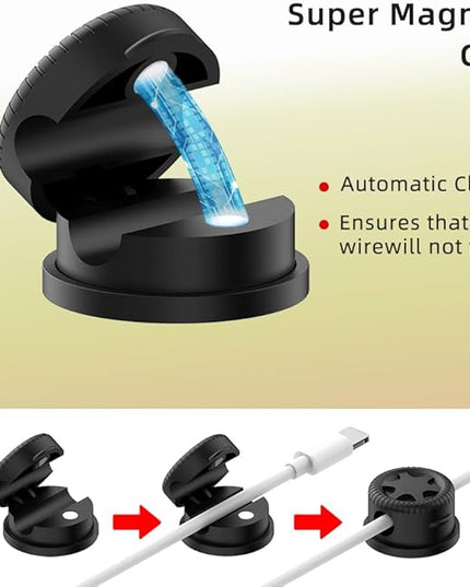 11PCS Cable Management Cord Holder Organizer, Magnetic Cable Clips Adhesive Wire Keeper, Under Desk for Bedside Nightstand Table Desktop USB Wall Car Office Workspace Accessories (White)