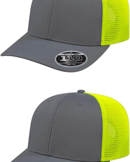 Cap America i8502 Flexfit 110 Premium Mid Profile 6-Panel Mesh Back Trucker Cap Hat w/UV Guard & Adjustable Snapback