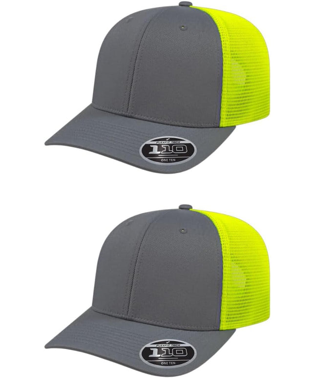 Cap America i8502 Flexfit 110 Premium Mid Profile 6-Panel Mesh Back Trucker Cap Hat w/UV Guard & Adjustable Snapback