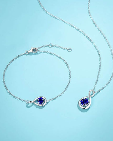 FANCIME Birthstone Necklaces for Women Fine Jewelry Sterling Silver Dainty Infinity Pendant Anniversary Birthday Christmas Gifts for Her Wife Mom Lady Daughter, Chain 16"+2" Extend