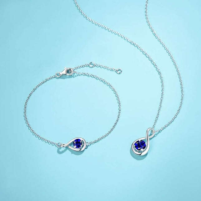 FANCIME Birthstone Necklaces for Women Fine Jewelry Sterling Silver Dainty Infinity Pendant Anniversary Birthday Christmas Gifts for Her Wife Mom Lady Daughter, Chain 16"+2" Extend
