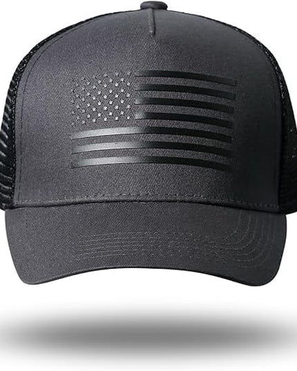 American Flag Trucker Hat - Snapback Hat, Baseball Cap for Men Women - Breathable Mesh Side, Adjustable Fit - for Casual Wear