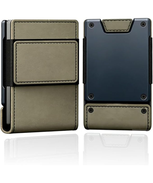 Slim Wallet for Men - Minimalist Compact Wallet and 25+ Card Holder, RFID Protected Front Pocket Wallets for Men with Integrated Elastic, Pocket Fashion Credit Card Holder (Green)