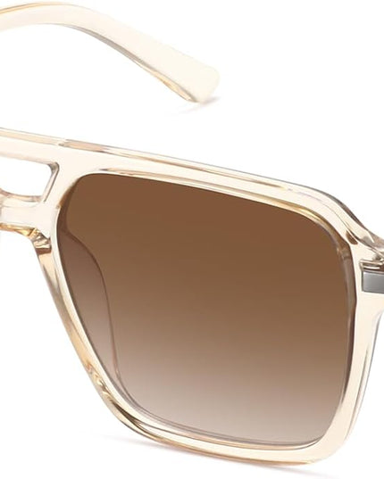 Retro Aviator Sunglasses for Women Men Trendy Classic Square 70s 80s 90s Vintage Shades Double Bridge Aviators FZN813