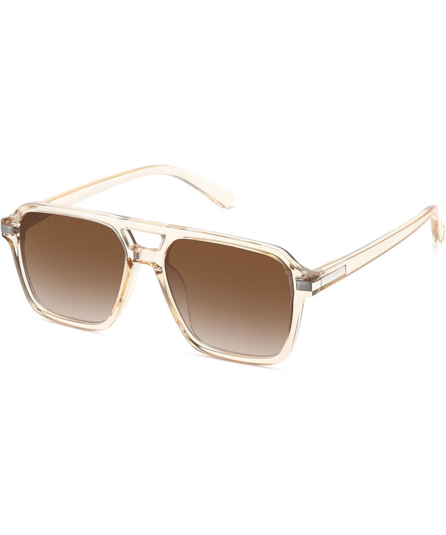 Retro Aviator Sunglasses for Women Men Trendy Classic Square 70s 80s 90s Vintage Shades Double Bridge Aviators FZN813