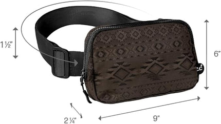 C.C Belt Bag for Women – Quilted Fanny Pack Crossbody Waist Bag with Adjustable Strap, Fashion Gift Idea (Aztec Pattern - brown)