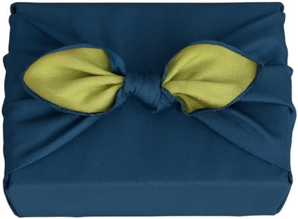 Vtrbwze Furoshiki Japanese Wrapping Cloth,Eco Gift Wrap Paper,Reversible Solid Color,27.6 inches Large Reusable Bento Bag Placemats for Lunch Boxes Eco-bag Christmas Birthday Gift (Navy Blue + Green)