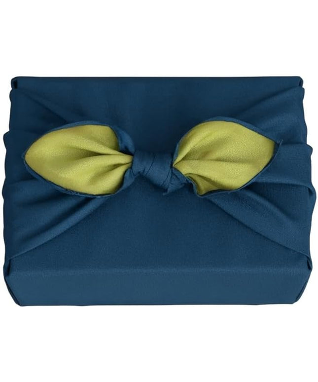 Vtrbwze Furoshiki Japanese Wrapping Cloth,Eco Gift Wrap Paper,Reversible Solid Color,27.6 inches Large Reusable Bento Bag Placemats for Lunch Boxes Eco-bag Christmas Birthday Gift (Navy Blue + Green)
