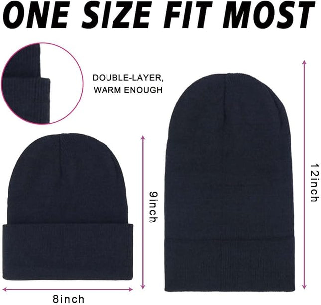 ZH 12-Pack Knitted Winter Beanie Hats for Men and Women, Warm and Cozy Cuffed Skull Caps, Bulk Purchase