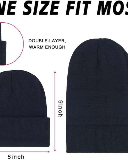 ZH 12-Pack Knitted Winter Beanie Hats for Men and Women, Warm and Cozy Cuffed Skull Caps, Bulk Purchase