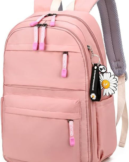 KK Bags Backpack Bookbag Outdoor Daypack Kkbags with Accessories for College High Middle School Student (Pink)