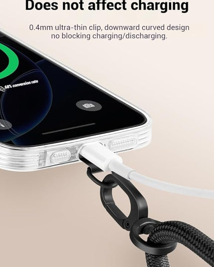Phone Lanyard Phone Strap Crossbody with Hanging Loops 2 Tabs Adjustable Anti Theft for iPhone 17 Pro Max 16 All Phones Skin-Friendly Universal Cell Phone Neck Lanyard for Daily Outdoor Black