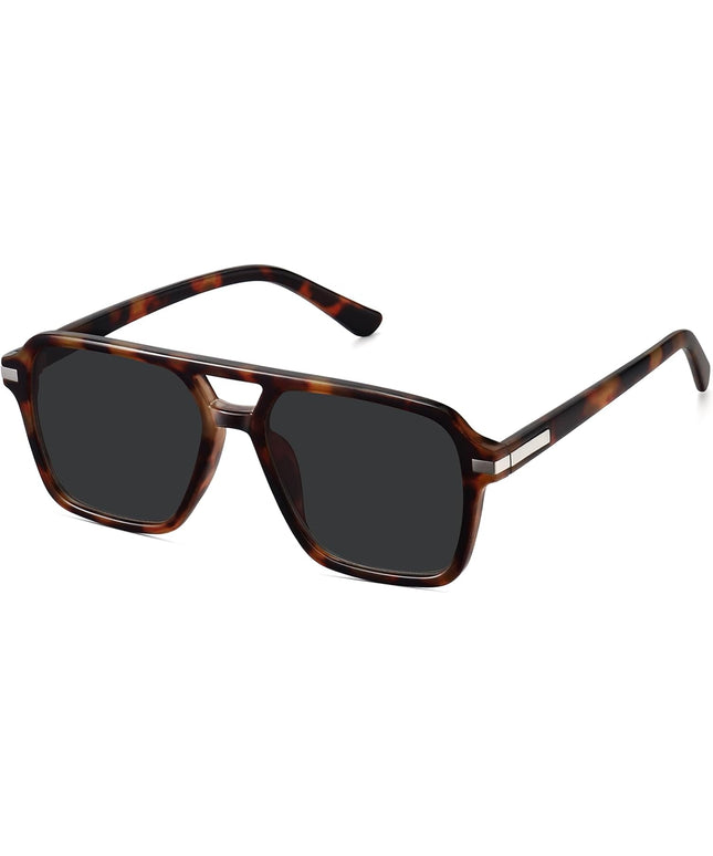 Retro Aviator Sunglasses for Women Men Trendy Classic Square 70s 80s 90s Vintage Shades Double Bridge Aviators FZN813