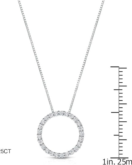 Diamond Wish 1/6 to 1 Carat Diamond Circle of Life Round Pendant Necklace for Women in 14k Gold (I1-I2, cttw) on 18 Inch Long Chain with Spring Ring Clasp